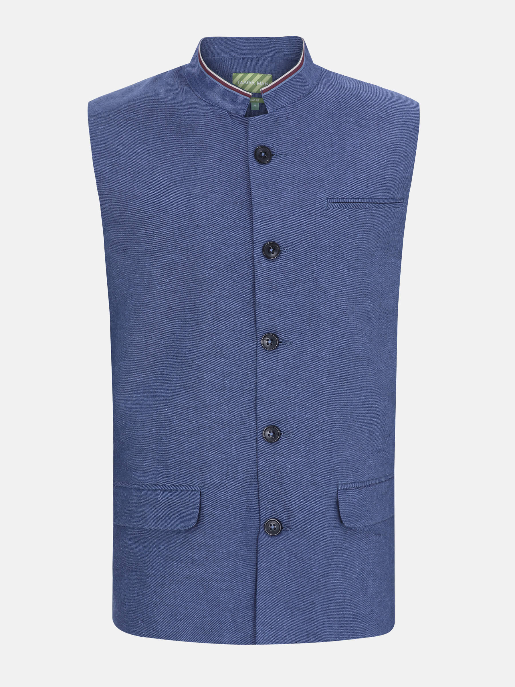 Blue Slim Fit Cotton Waistcoat